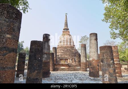 Wat Chang Lom in der historischen Stadt Sukhothai, Thailand, gilt als erste Hauptstadt von Siam Stockfoto