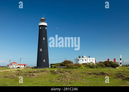 Der Alte Leuchtturm Dungeness. Stockfoto