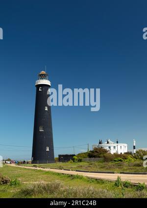 Der Alte Leuchtturm Dungeness. Stockfoto