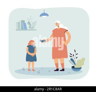 Großmutter gibt der Tochter Süßigkeiten Stock Vektor