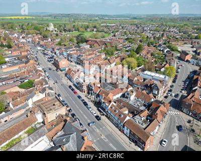 High Street Thame Town in Oxfordshire, Großbritannien, Drallenblick Stockfoto