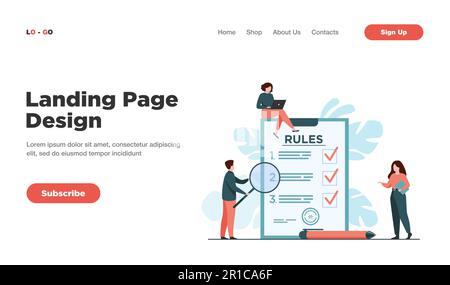 Geschäftsleute studieren eine Liste von Regeln Stock Vektor