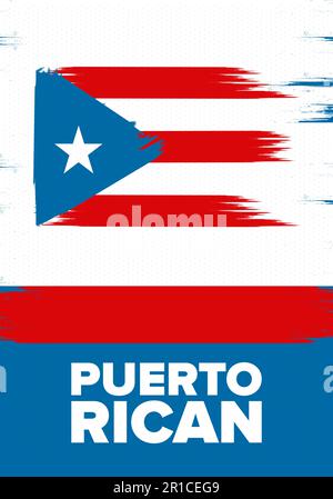 Puerto-Ricanischer Tag. Landesweite frohe Feiertage. Festival und Parade zu Ehren der Unabhängigkeit und Freiheit. Puerto-Rico-Flagge. lateinamerikanisch. Vektorposter Stock Vektor