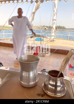 Dahabiya Bootsmann Stockfoto