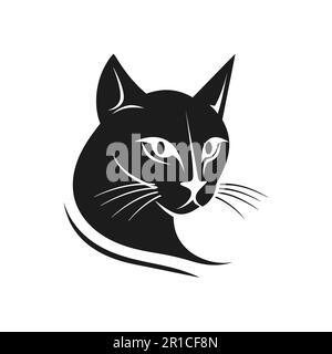 Katzengesicht. Schwarzes Logo auf weißem Hintergrund. Vektordarstellung Stock Vektor