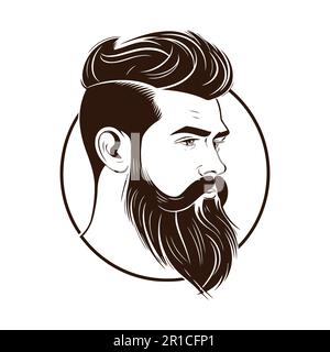 Barbershop, Logo-Design für Herrenbarbershop. Mann mit Bart. Vektordarstellung Stock Vektor