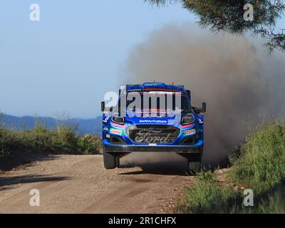 Ott Tanak (Est) Martin Jarveoja (Est) vom Team M-Sport Ford World Rally Team , Ford Puma Rally1 Hybrid, 13. Mai 2023 in Vieira do Minho, Portugal. Stockfoto
