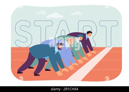 Büroangestellte stehen auf der Startlinie bereit Stock Vektor