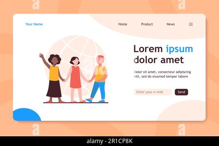 Multiethnische Kinder, die Händchen halten Stock Vektor