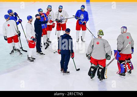 Riga, Lettland. 13. Mai 2023. Am 13. Mai 2023 fand in Riga (Lettland) eine Schulung der tschechischen Eishockeymannschaft im Rahmen der IIHF-Eishockey-Weltmeisterschaft statt. Kredit: David Tanecek/CTK Photo/Alamy Live News Stockfoto