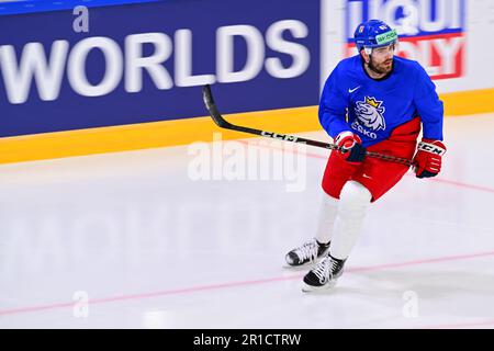 Riga, Lettland. 13. Mai 2023. Martin Kaut nimmt am 13. Mai 2023 im Rahmen der IIHF-Eishockey-Weltmeisterschaft in Riga (Lettland) an einer Schulung der tschechischen Eishockeymannschaft Teil. Kredit: David Tanecek/CTK Photo/Alamy Live News Stockfoto