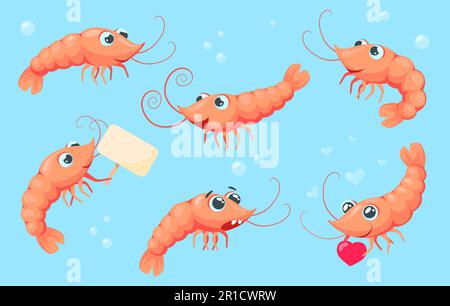 Cartoon Shrimps Kollektion Stock Vektor