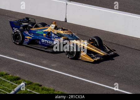 Indianapolis, USA. 12. Mai 2023. 12. Mai 2023 – Indianapolis, IN: CONOR DALY (20) aus Noblesville, Indiana, reist durch die Kurven während einer Übung für den GMR Grand Prix auf dem Indianapolis Motor Speedway in Indianapolis IN INDIANAPOLIS. (Kreditbild: © Walter G. Arce Sr./ZUMA Press Wire) NUR REDAKTIONELLE VERWENDUNG! Nicht für den kommerziellen GEBRAUCH! Stockfoto