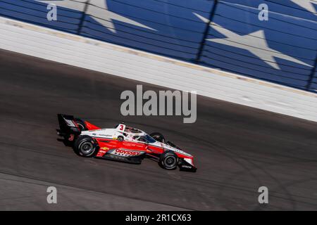 Indianapolis, USA. 12. Mai 2023. Mai 12, 2023-Indianapolis, IN: SCOTT MCLAUGHLIN (3) aus Christchurch, Neuseeland, reist durch die Kurven während einer Übung für den GMR Grand Prix auf dem Indianapolis Motor Speedway in Indianapolis IN. (Kreditbild: © Walter G. Arce Sr./ZUMA Press Wire) NUR REDAKTIONELLE VERWENDUNG! Nicht für den kommerziellen GEBRAUCH! Stockfoto