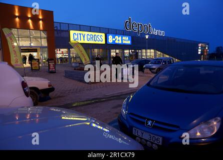 Depot Mantorp, Einkaufszentrum, Mantorp, Schweden. Stockfoto