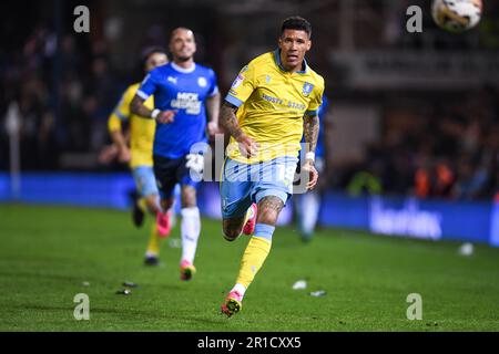 12. Mai 2023; London Road Stadium, Peterborough, Cambridgeshire, England; League One Play Off Football, Halbfinale, First Leg, Peterborough United gegen Sheffield Wednesday; Marvin Johnson (Sheffield Wednesday) Stockfoto