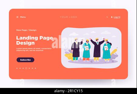 Glückliche Studentinnen mit Abschluss und Diplomen Stock Vektor