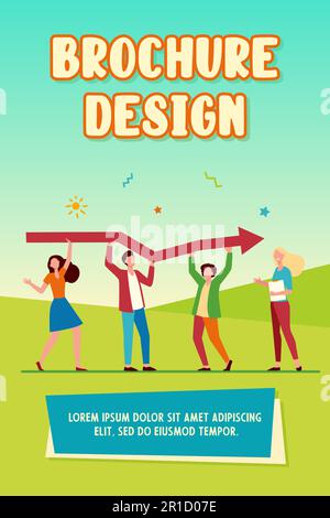 Winzige Figuren, die einen riesigen Pfeil zusammenhalten Stock Vektor