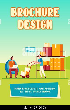 Lagerarbeiter, die Laptops verwenden Stock Vektor