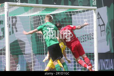 Münster, Deutschland. 13. Mai 2023. firo: 13.05.2023 Fußball, Fußball, Saison der Regionalliga, 2022/2023, Regionalliga West, Rückkehrrunde, 34. Spieltag SC Preussen Munster, SCP, Preußen Münster - Rot Weiss Ahlen Gerrit Wegkamp, schießt, das Tor, nach, 1:0 Kredit: dpa/Alamy Live News Stockfoto