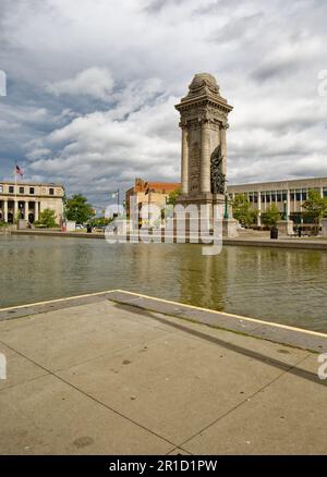 Das Soldiers and Sailors Monument am Clinton Square, Syracuse, ist den Kriegsveteranen des Bezirks gewidmet (ursprünglich Veteranen aus dem Bürgerkrieg). Stockfoto