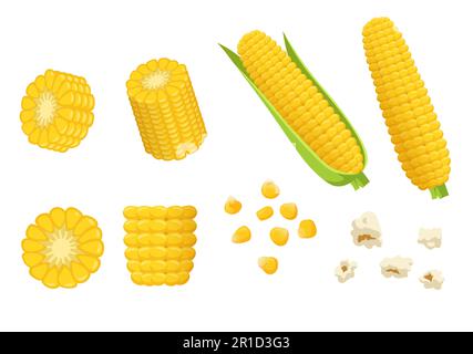 Cartoon-Stücke aus Maisvektor-Illustrationen Stock Vektor