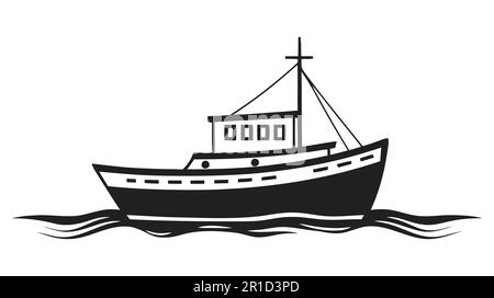 Schiffslogo, Symbol. Vektordarstellung isoliert auf weißem Hintergrund. Stock Vektor