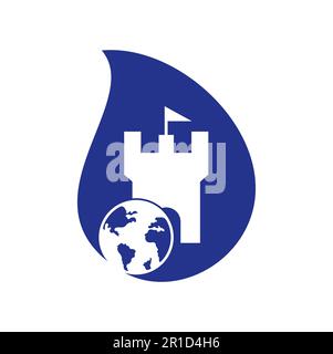 „Castle Globe“-Vektorlogo. Einzigartige Designvorlage für das Logo „Festung und Globe“. Stock Vektor
