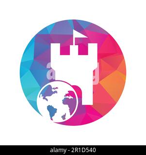 „Castle Globe“-Vektorlogo. Einzigartige Designvorlage für das Logo „Festung und Globe“. Stock Vektor