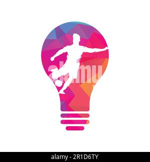 Fußball- und Fußballspieler-Logo. Dribbling Ball Logo Vektor-Symbol-Design. Stock Vektor