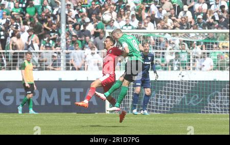 Münster, Deutschland. 13. Mai 2023. firo: 05/13/2023-Fußball, Fußball, Saison der regionalen Liga, 2022/2023, regionale Liga West, Rückflug, 34. Spieltag SC Preussen Munster, SCP, Preussen Münster - Rot Weiss Ahlen Duels, Marc Lorenz Credit: dpa/Alamy Live News Stockfoto