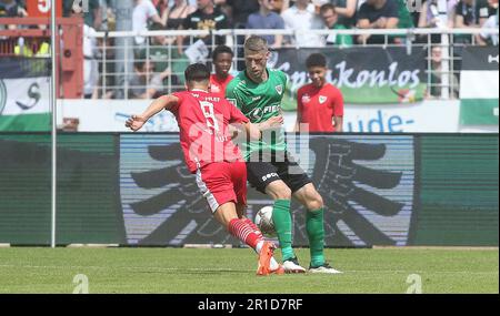 Münster, Deutschland. 13. Mai 2023. firo: 05/13/2023-Fußball, Fußball, Saison der regionalen Liga, 2022/2023, regionale Liga West, Rückflug, 34. Spieltag SC Preussen Munster, SCP, Preussen Münster - Rot Weiss Ahlen Duels, Marc Lorenz Credit: dpa/Alamy Live News Stockfoto