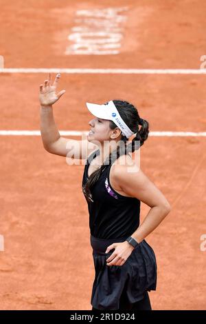 Rom, Italien. 13. Mai 2023. Camila Osorio aus Kolumbien feiert das Spiel, nachdem sie am 13. Mai 2023 im Foro Italico in Rom, Italien, ihr Spiel gegen Caroline Garcia aus Frankreich beim Internazionali BNL d'Italia Tennis Turnier gewonnen hat. Kredit: Insidefoto di andrea staccioli/Alamy Live News Stockfoto