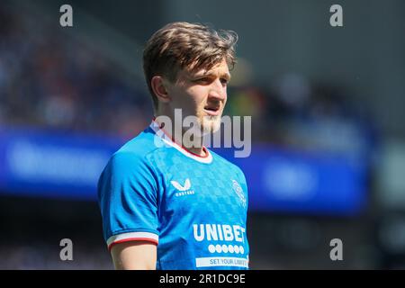 Glasgow, Großbritannien. 13. Mai 2023. Die Rangers spielten Celtic im Ibrox Stadium, Glasgow, Schottland, Großbritannien, in ihrem vorletzten Heimspiel der Saison und besiegten Celtic 3 - 0. Die Tore wurden von Todd Cantwell, Rangers 13 (5 Minuten), John Souttar, Rangers 16 (34 Minuten) und Fashion Sakala Rangers 30 (70 Minuten), Credit: Findlay/Alamy Live News, geschossen Stockfoto