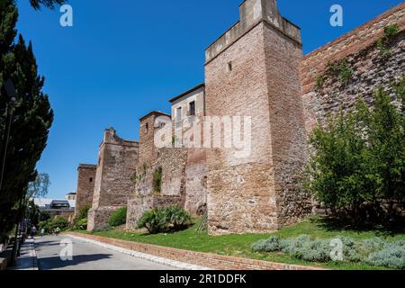 Außenwände der Festung Alcazaba - Malaga, Andalusien, Spanien Stockfoto