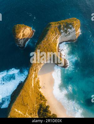 Panoramablick vom Kelingking Beach auf der Insel Nusa Penida, Bali, Indonesien Stockfoto