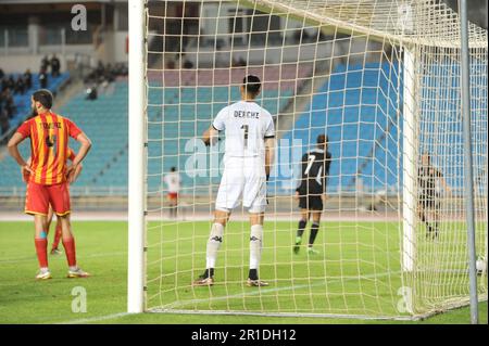 Rades, Tunis, Tunesien. 12. Mai 2023. Aktion des dritten Tors von al Ahly unterzeichnet von Mahmoud Soliman. AL Ahly gewann 0-3 die erste Etappe seiner Doppelkonfrontation im Halbfinale der CAF Champions League gegen es Tunis (EST). Im Stade de RadÂs nach einer Klammer von Südafrikas Percy Tau und einem Tor vom „Ägyptischen Mahmoud Soliman“. (Kreditbild: © Chohei Mahjoub/ZUMA Press Wire) NUR REDAKTIONELLE VERWENDUNG! Nicht für den kommerziellen GEBRAUCH! Stockfoto