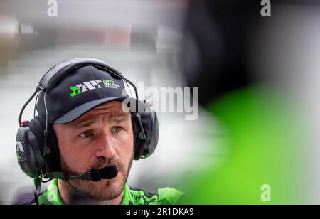 Indianapolis, USA. 12. Mai 2023. DER INDYCAR-Fahrer AGUSTIN HUGO CANAPINO (R) (78) aus Arrecifes, Argentinien, qualifiziert sich für den GMR Grand Prix auf dem Indianapolis Motor Speedway in Indianapolis, USA. (Kreditbild: © Walter G. Arce Sr./ZUMA Press Wire) NUR REDAKTIONELLE VERWENDUNG! Nicht für den kommerziellen GEBRAUCH! Stockfoto