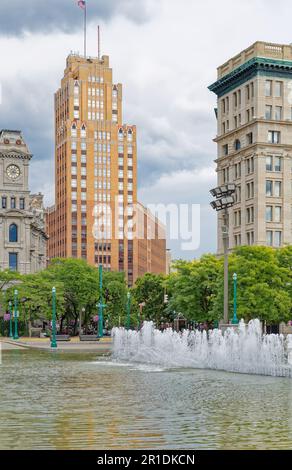 State Tower Building, Blick vom Clinton Square. Stockfoto