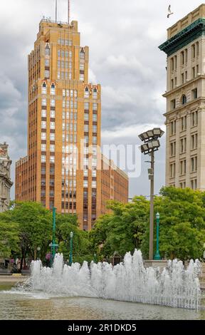 State Tower Building, Blick vom Clinton Square. Stockfoto