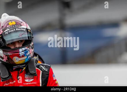 Indianapolis, USA. 12. Mai 2023. DER INDYCAR-Fahrer SANTINO FERRUCCI (14) aus Woodbury, Connecticut, qualifiziert sich für den GMR Grand Prix auf dem Indianapolis Motor Speedway in Indianapolis, USA. (Kreditbild: © Walter G. Arce Sr./ZUMA Press Wire) NUR REDAKTIONELLE VERWENDUNG! Nicht für den kommerziellen GEBRAUCH! Stockfoto