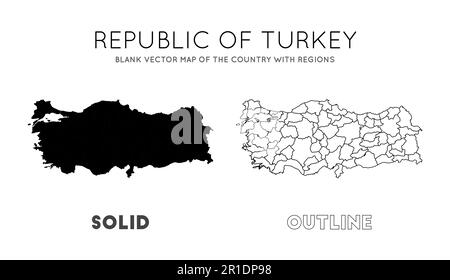 Türkei Karte. Leere Vektorkarte des Landes mit Regionen. Grenzen der Türkei für Ihre Infografik. Vektorabbildung. Stock Vektor