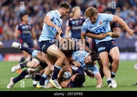 Sydney, Australien. 13. Mai 2023. Trevor Hosea von den Rebellen wird am 13. Mai 2023 im Allianz Stadium während des Super Rugby Pacific Match zwischen den Waratahs und den Rebellen in Sydney, Australien, angegriffen. Credit: IOIO IMAGES/Alamy Live News Stockfoto