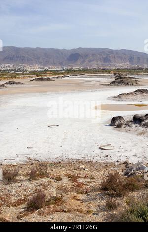 Verlassene Salzseen, jetzt Teil eines neuen Naturschutzgebiets, roquetas de mar, almeria, spanien Stockfoto