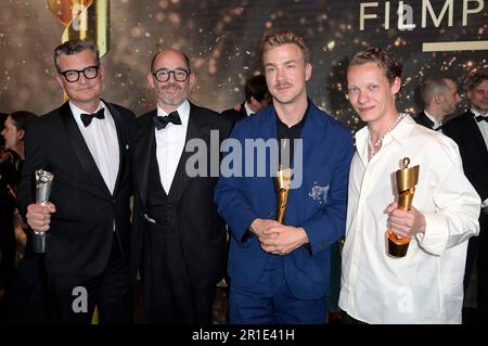 Malte Grunert, Edward Berger, Albrecht Schuch und Felix Kammerer bei der 73. Verleihung des Deutschen Filmpreises 2023 im Theater am Potsdamer Platz. Berlin, 12.05.2023 Stockfoto