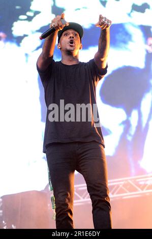 Mailand Italien 2012-06-07 : MC Rage of Chase and Status tritt auf dem Heineken Jammin Festival Arena Concerti - Fiera auf Stockfoto