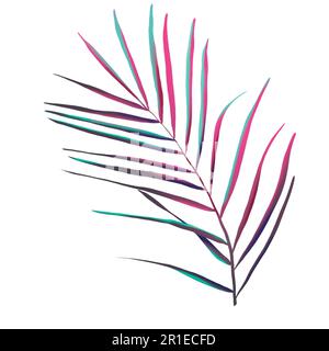 Ein Satz Palmwedel. Farbenfrohe Aquarelle mit tropischen Blättern Stockfoto