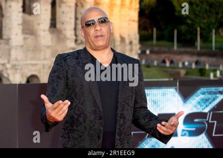 Rom, Italien. 12. Mai 2023. Vin Diesel bei der Premiere des Kinofilms 'Fast X' am Kolosseum. Rom, 12.05.2023 Kredit: Geisler-Fotopress GmbH/Alamy Live News Stockfoto