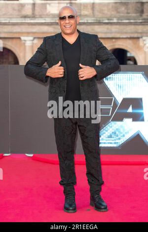 Rom, Italien. 12. Mai 2023. Vin Diesel bei der Premiere des Kinofilms 'Fast X' am Kolosseum. Rom, 12.05.2023 Kredit: Geisler-Fotopress GmbH/Alamy Live News Stockfoto