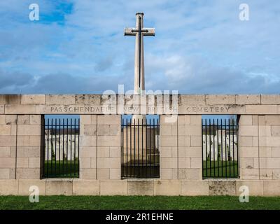 Außenansicht des neuen britischen Friedhofs Passchendaele Stockfoto